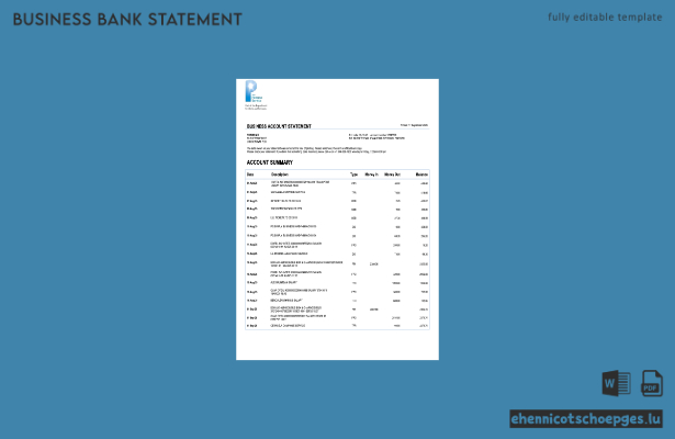 UK The Pension Service Firmenkontoauszug Word- und PDF-Beispielvorschau